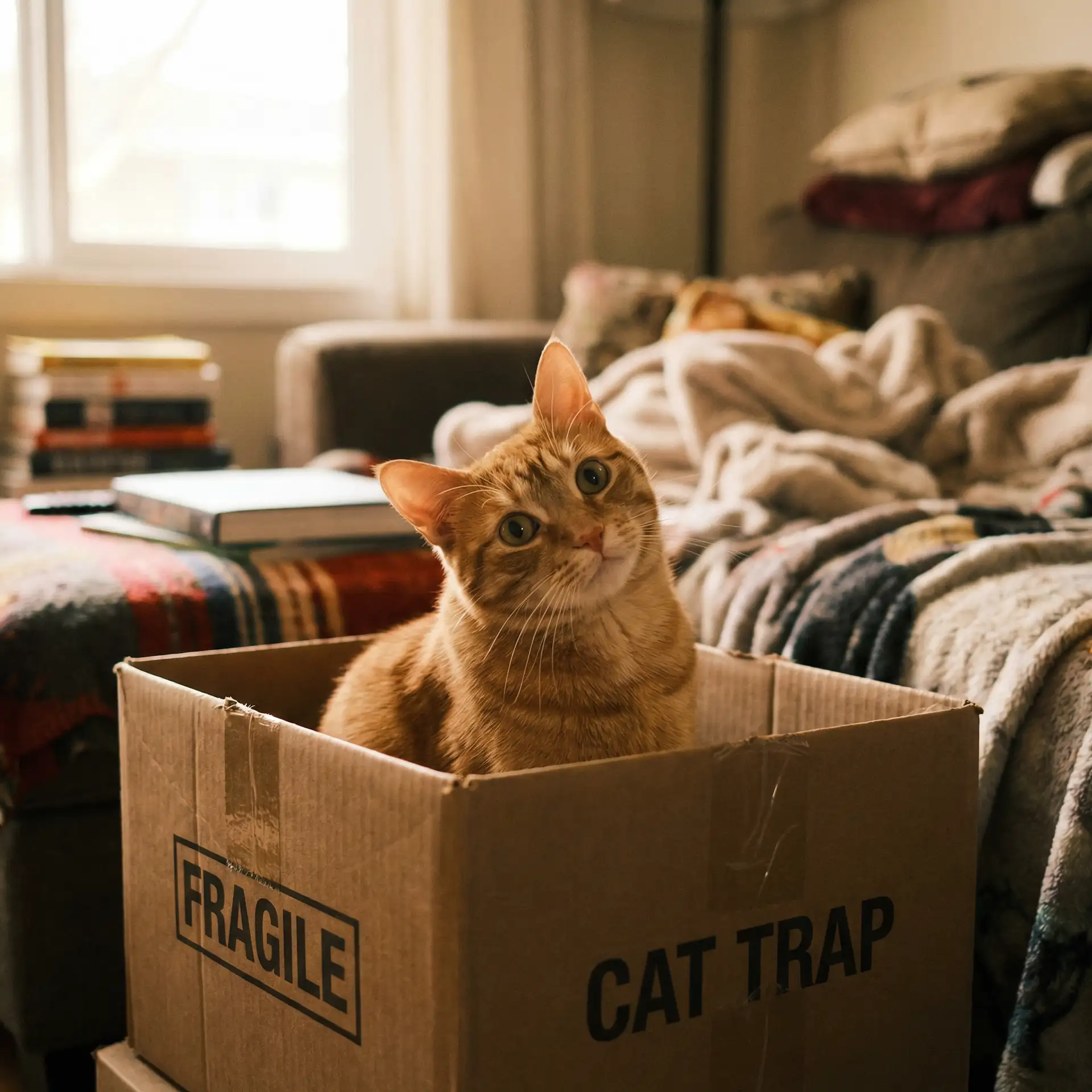 橘猫躲在纸箱里 - 年轻的母亲4兔费线