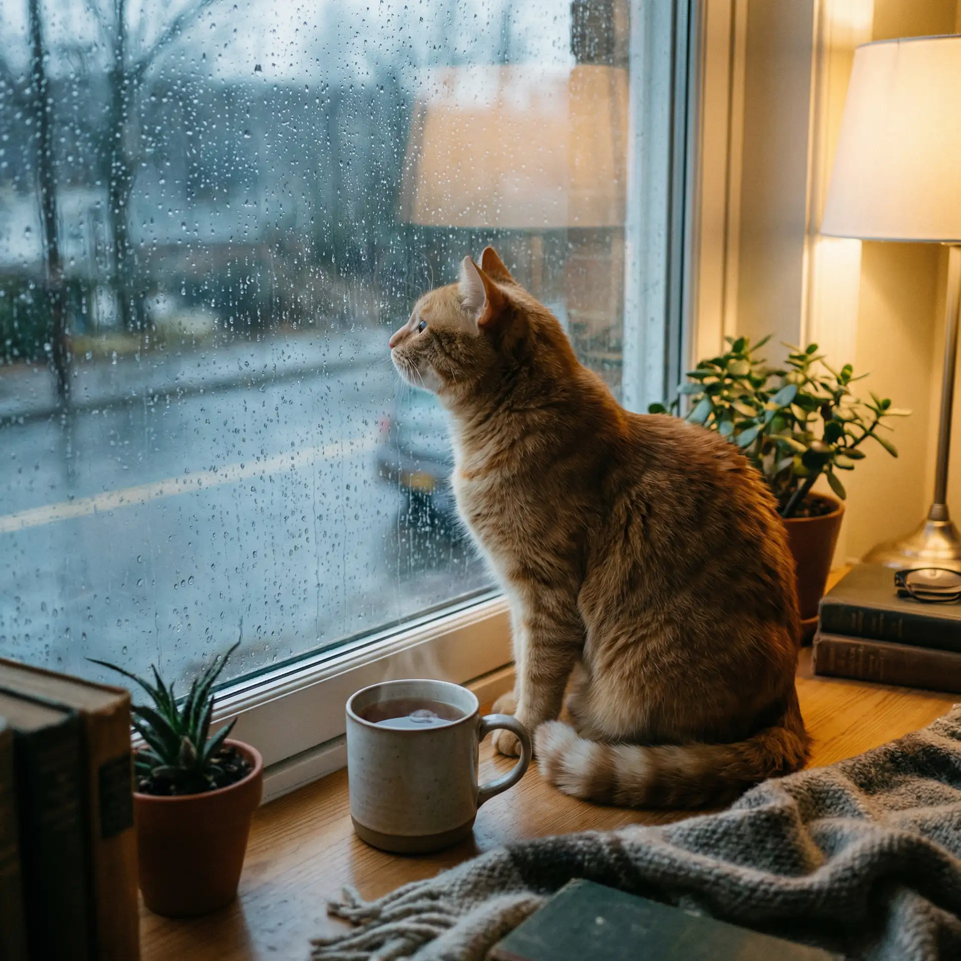 猫咪望着窗外的雨 - 年轻的母亲4兔费线